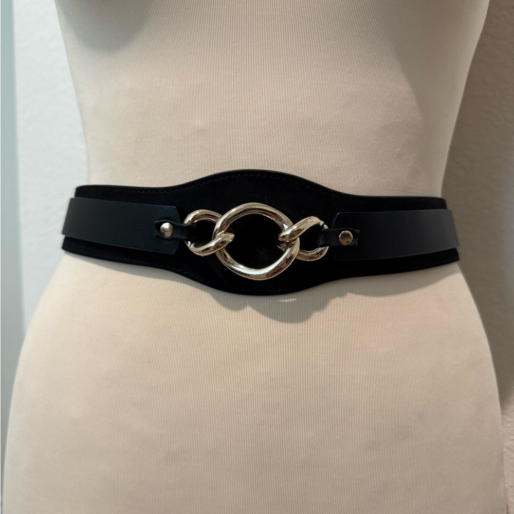 H&M Black and Gold Belt with Elastic Design